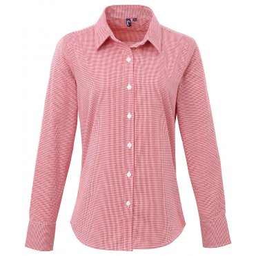 PR320 Women's Microcheck (Gingham) Long Sleeve Cotton Shirt