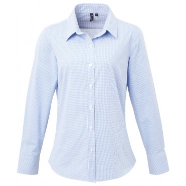 PR320 Women's Microcheck (Gingham) Long Sleeve Cotton Shirt
