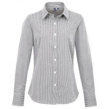 PR320 Women's Microcheck (Gingham) Long Sleeve Cotton Shirt