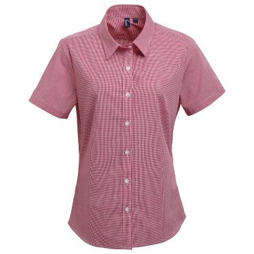 PR321 Women's Microcheck (Gingham) Short Sleeve Cotton Shirt