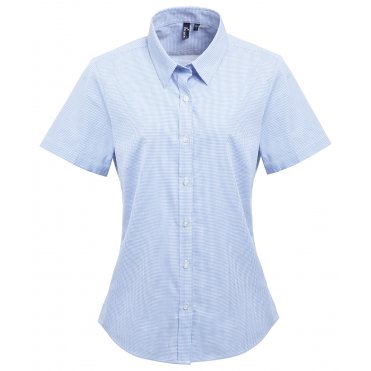PR321 Women's Microcheck (Gingham) Short Sleeve Cotton Shirt