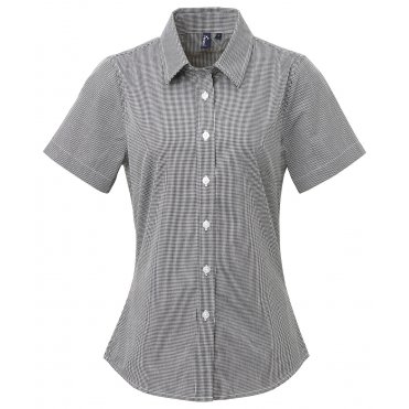PR321 Women's Microcheck (Gingham) Short Sleeve Cotton Shirt