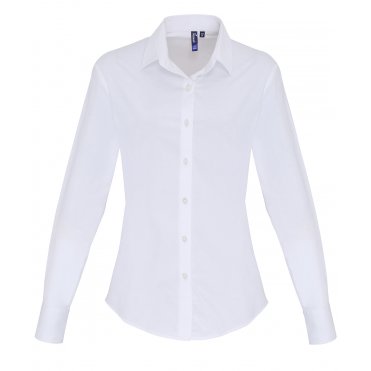 PR344 Women's Stretch Fit Cotton Poplin Long Sleeve Blouse