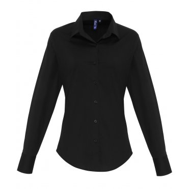 PR344 Women's Stretch Fit Cotton Poplin Long Sleeve Blouse