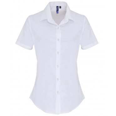 PR346 Women's Stretch Fit Cotton Poplin Short Sleeve Blouse