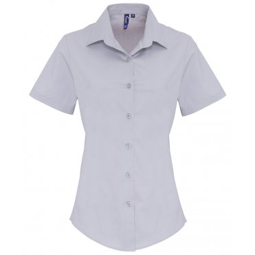 PR346 Women's Stretch Fit Cotton Poplin Short Sleeve Blouse
