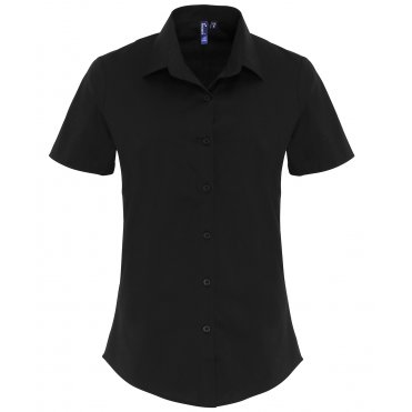 PR346 Women's Stretch Fit Cotton Poplin Short Sleeve Blouse