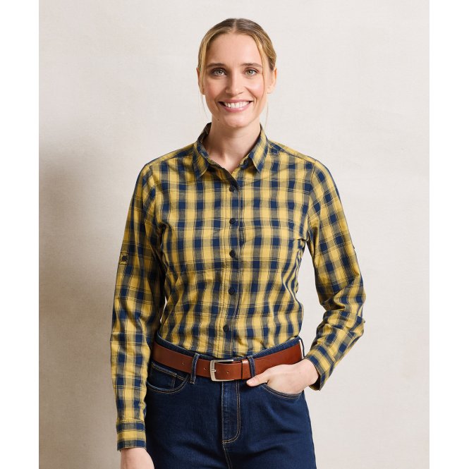 Premier PR350 Women's Mulligan Check Cotton Long Sleeve Shirt