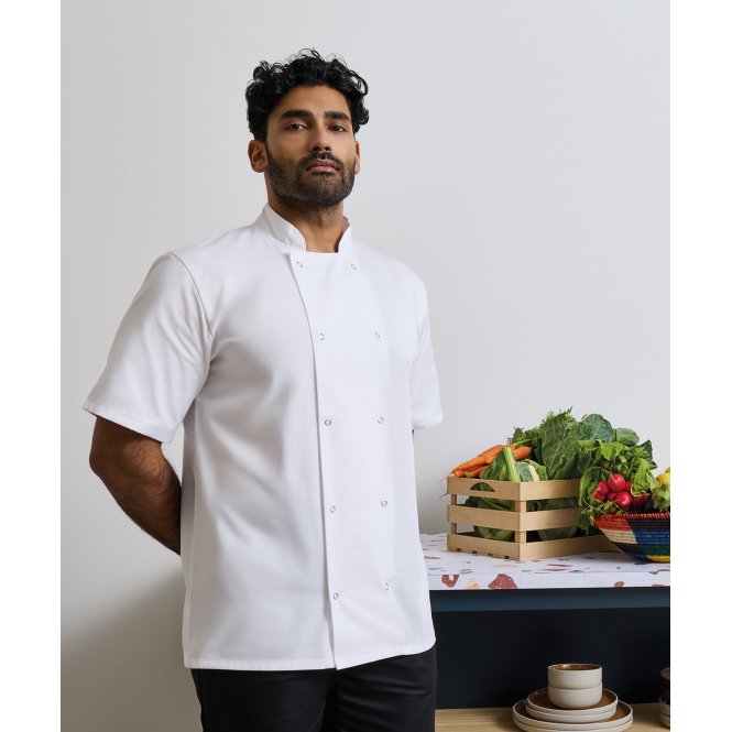 Premier PR664 Studded Front Short Sleeve Chefs Jacket