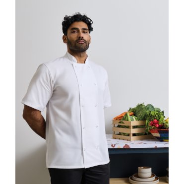 PR664 Studded Front Short Sleeve Chefs Jacket