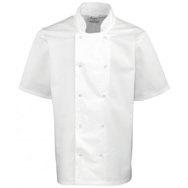 PR664 Studded Front Short Sleeve Chefs Jacket