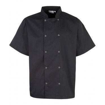 PR664 Studded Front Short Sleeve Chefs Jacket