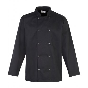 PR665 Studded Front Long Sleeve Chefs Jacket