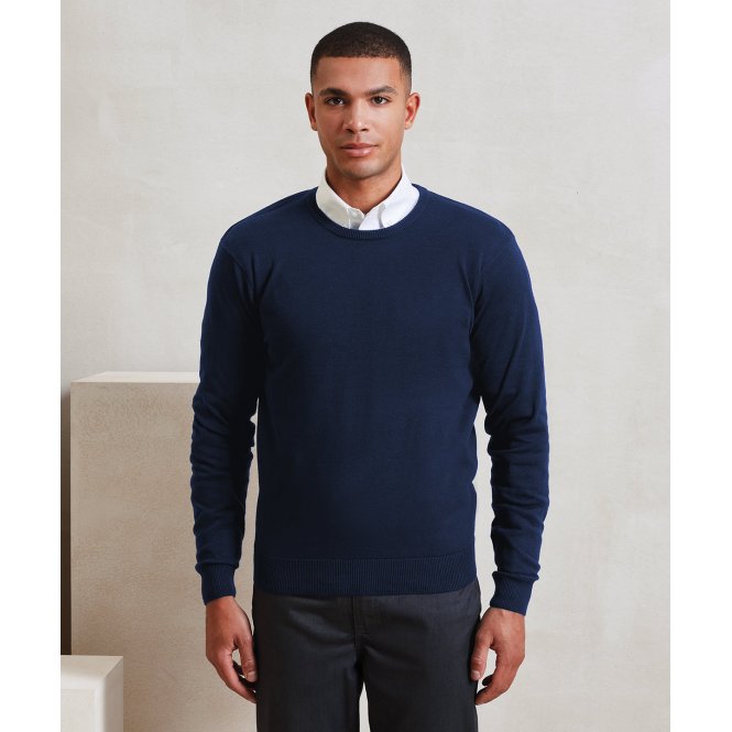 Premier PR692 Crew Neck Cotton-Rich Knitted Sweater