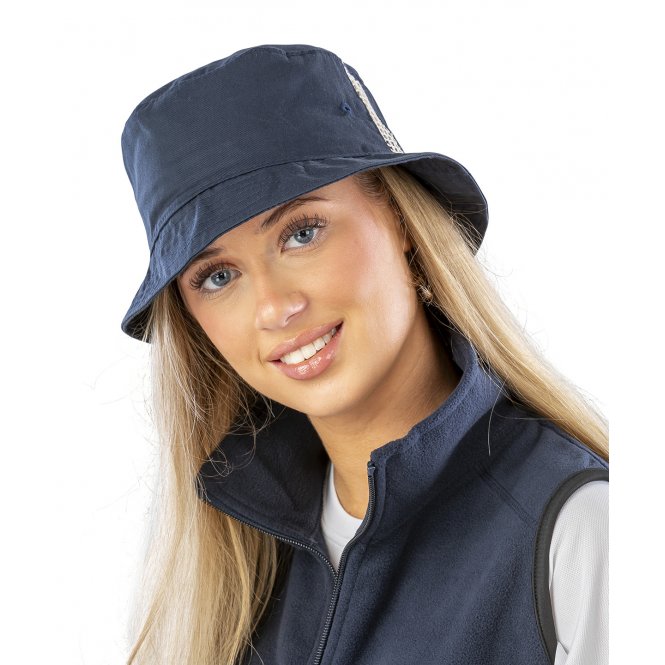 Result Headwear RC45X Deluxe Washed Cotton Bucket Hat With Side Mesh Panels