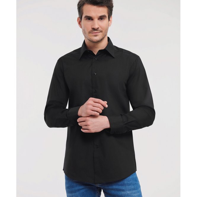 Russell Athletic Collection J924M Long Sleeve Polycotton Easycare Fitted Poplin Shirt