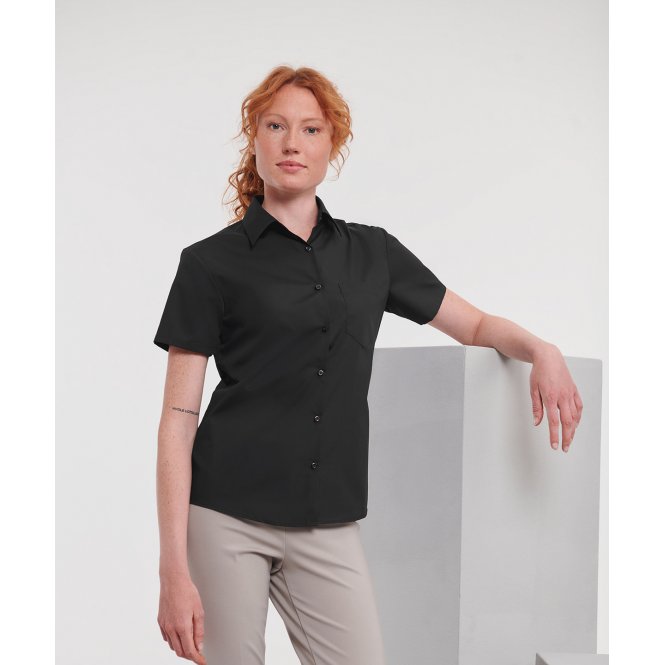 Russell Athletic Collection J935F Women's Short Sleeve Polycotton Easycare Poplin Shirt