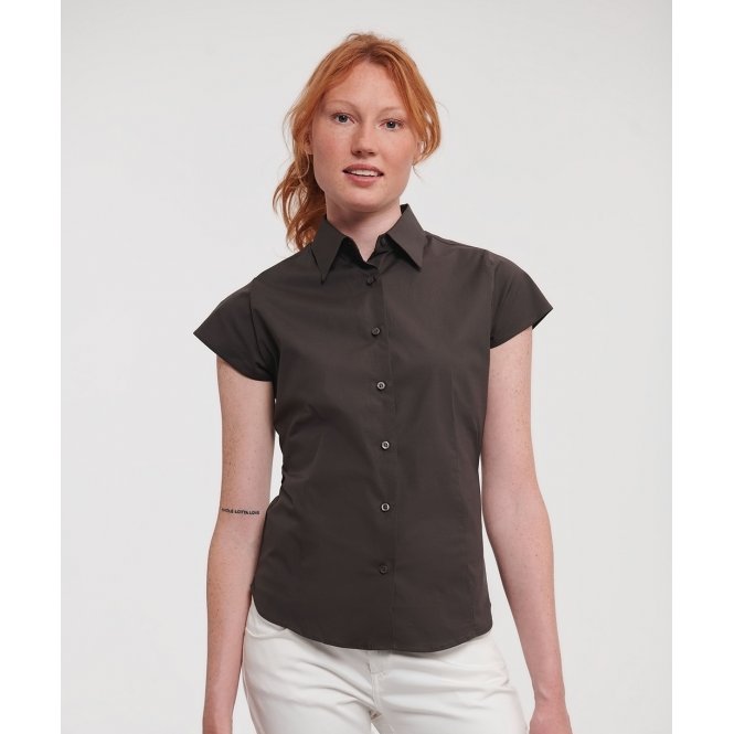 Russell Athletic Collection J947F Women's Short Sleeve Easycare Fitted Stretch Shirt
