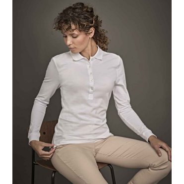T146 Women's Luxury Stretch Long Sleeve Polo Shirt