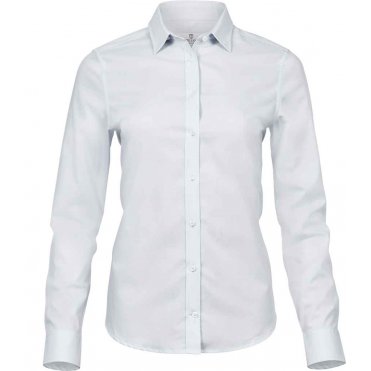 T4025 Women's Stretch Luxury Long Sleeve Poplin Shirt