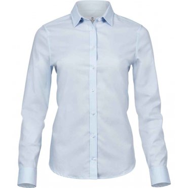 T4025 Women's Stretch Luxury Long Sleeve Poplin Shirt