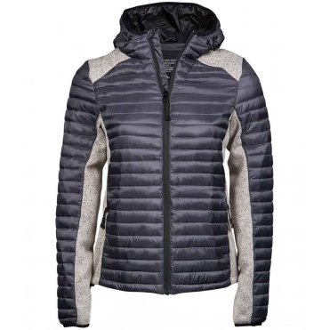 T9611 Women's Crossover Hooded Padded Outdoor Jacket