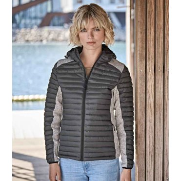 T9611 Women's Crossover Hooded Padded Outdoor Jacket