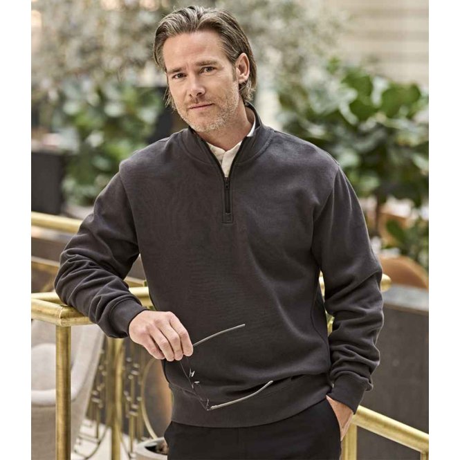 Tee Jays T5506 Ribbed Interlock Half Zip Sweatshirt