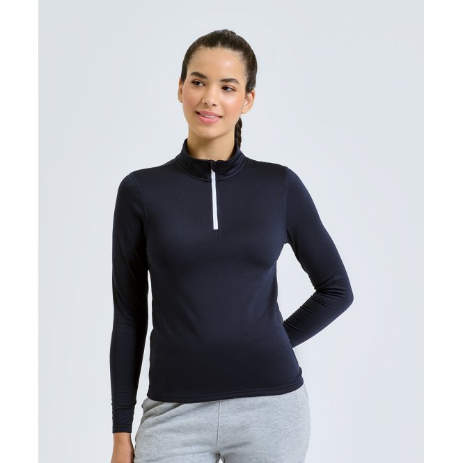 TriDri TR121 Women's  Recycled Long Sleeve Brushed Back 1/4 Zip Top