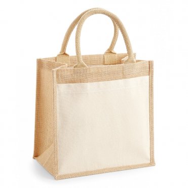 WM426 Cotton Pocket Jute Midi Tote