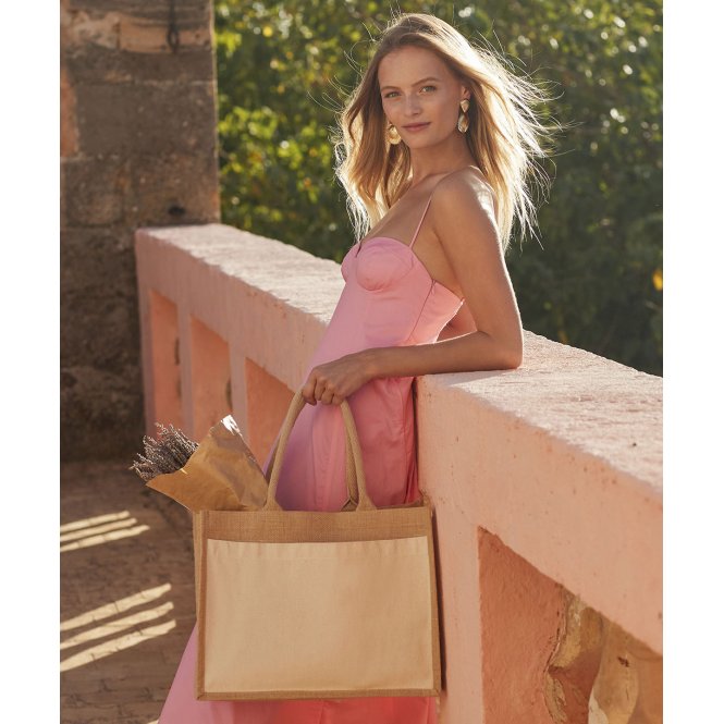 Westford Mill WM427 Cotton Pocket Jute Shopper