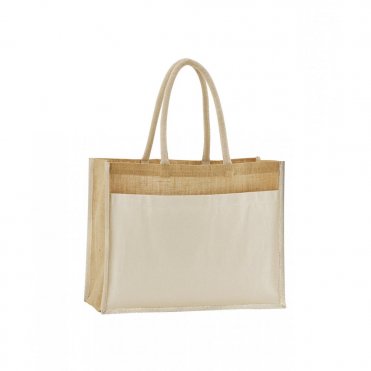 WM480 Cotton Pocket Natural Starched Jute Shopper