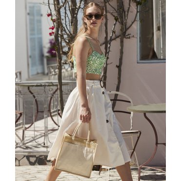 WM483 Cotton Pocket Natural Starched Jute Midi Tote