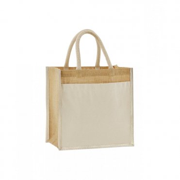 WM483 Cotton Pocket Natural Starched Jute Midi Tote